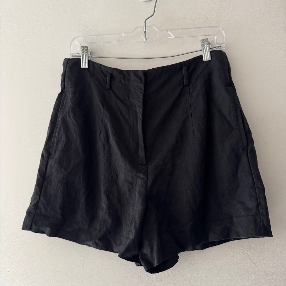 Zara Black High Waisted Relaxed Soft Shorts